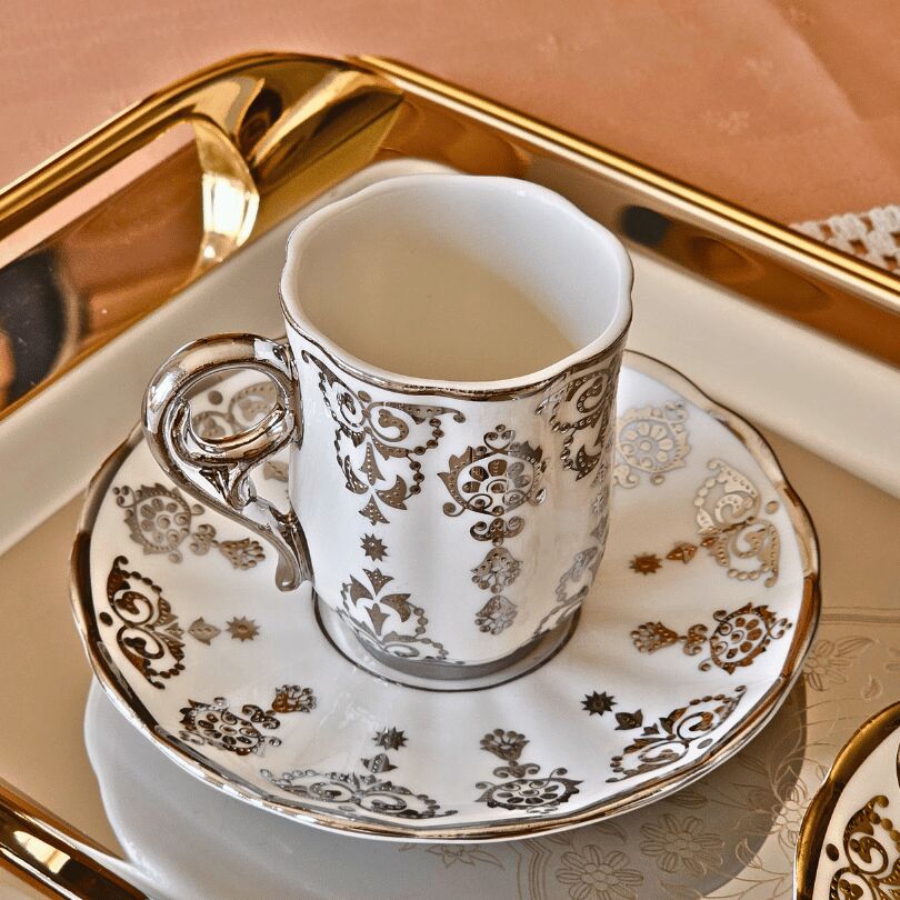 Aries Gümüş 6 Kişilik Kahve Fincanı Takımı - 90 ml