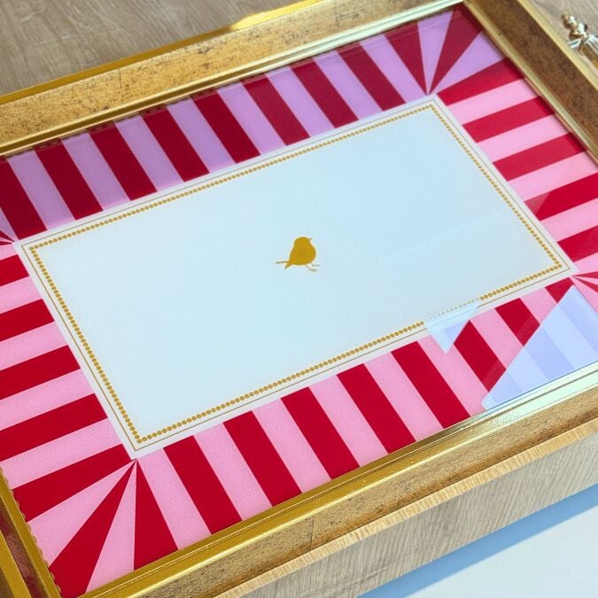 Glore A11-010-Pink Line Çerçeveli Tepsi 31x46