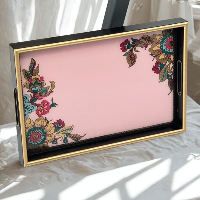 Glore A08- Lorena Asorti El Geçmeli Tepsi 31x46 (Pembe)
