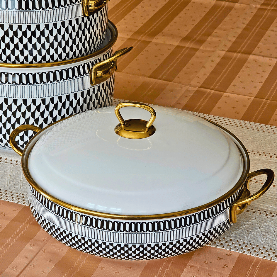 Glore Destina 6 Parça Büyük Emaye Tencere Takımı 28cm - 26cm - 24cm