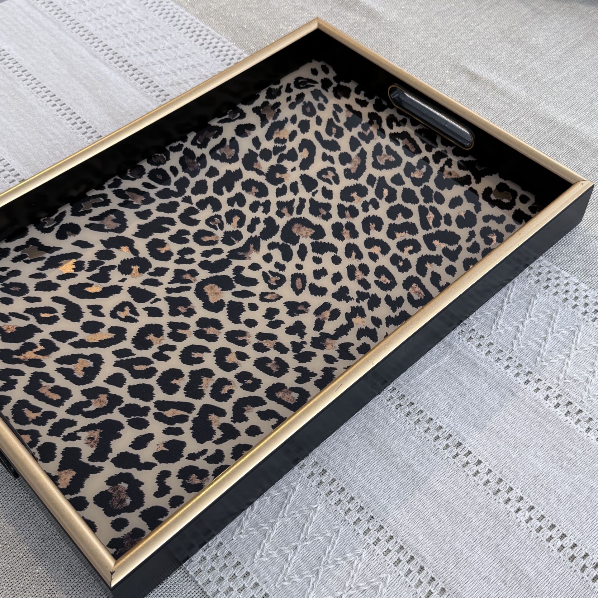 Glore A08- Leopar El Geçmeli Tepsi 31x46