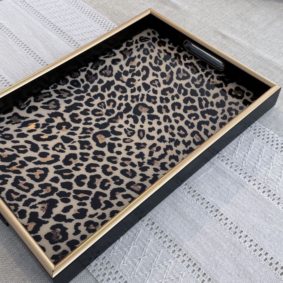 Glore A08- Leopar El Geçmeli Tepsi 31x46