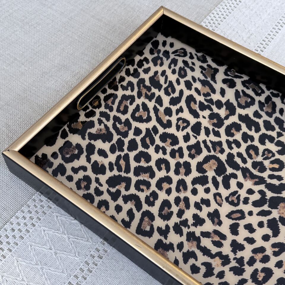Glore A08- Leopar El Geçmeli Tepsi 31x46