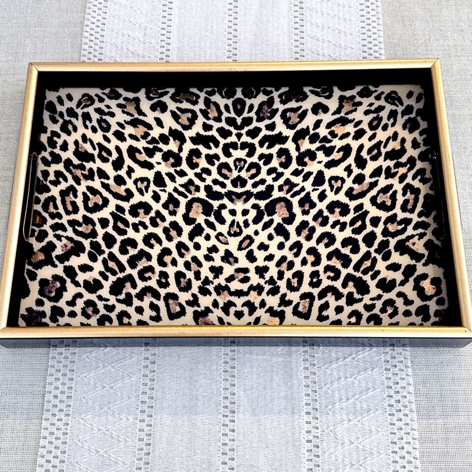 Glore A08- Leopar El Geçmeli Tepsi 31x46