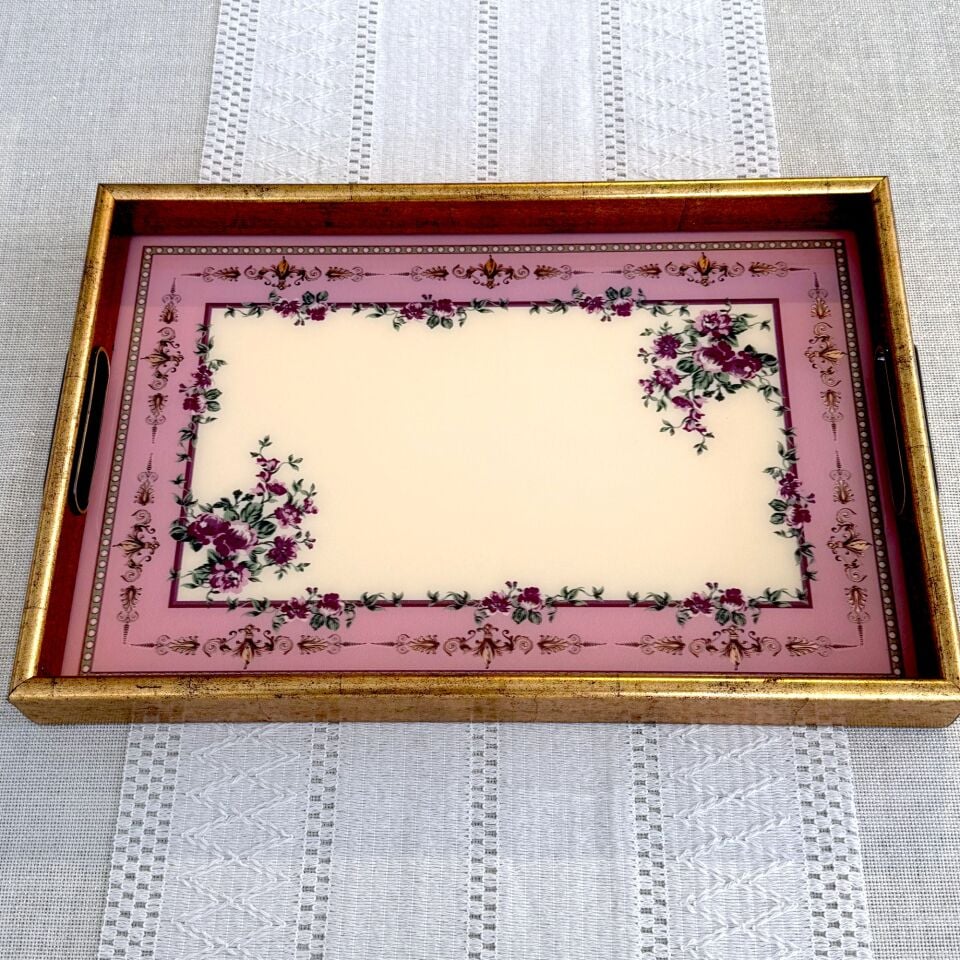 Glore A08- Roses El Geçmeli Tepsi 31x46