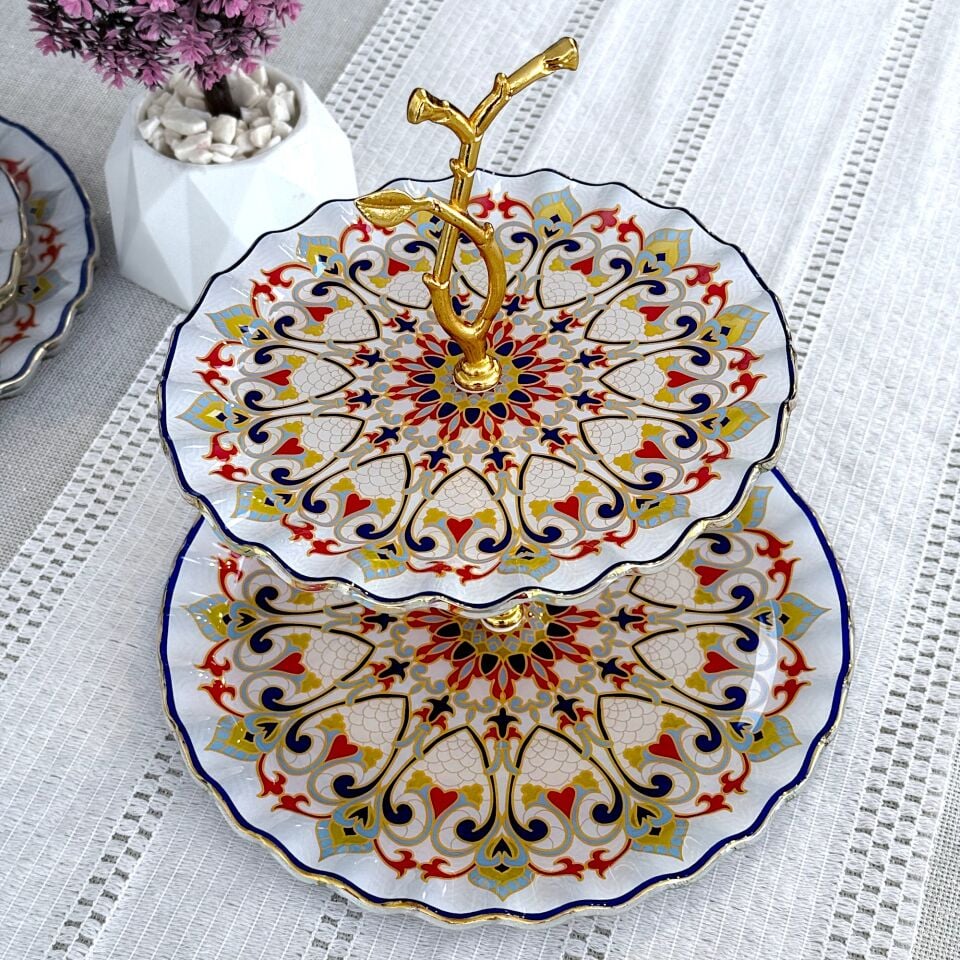 Glore Orient Altın Yaldızlı Cam Kurabiyelik