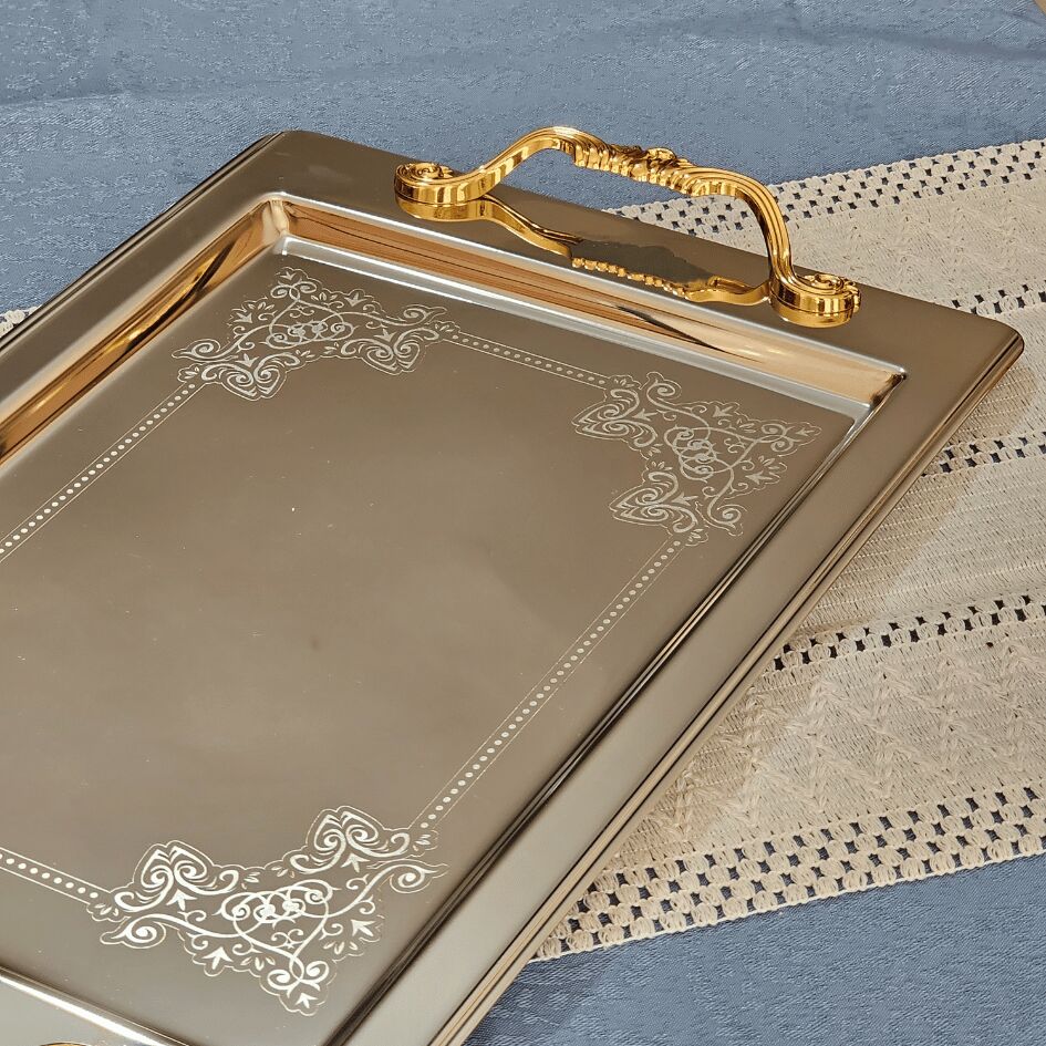 Sudedi Home Sultan Gold Kulp Tekli 1MM Paslanmaz Tepsi 18/11