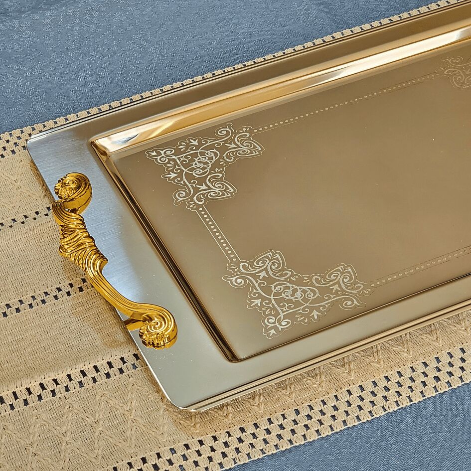 Sudedi Home Sultan Gold Kaplama 1MM Paslanmaz Çelik Tepsi 2li 18/10
