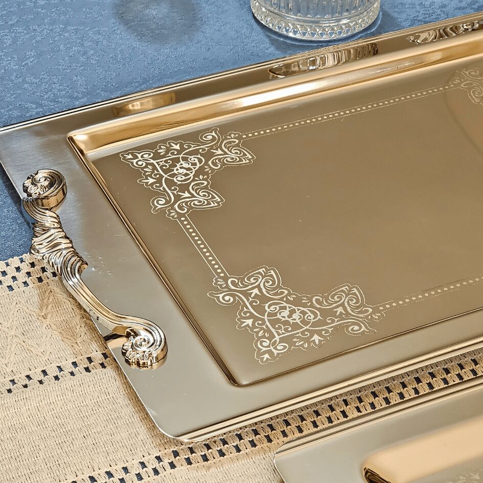 Sudedi Home Sultan Saten Platin Set 1MM Paslanmaz Tepsi 2li 18/10