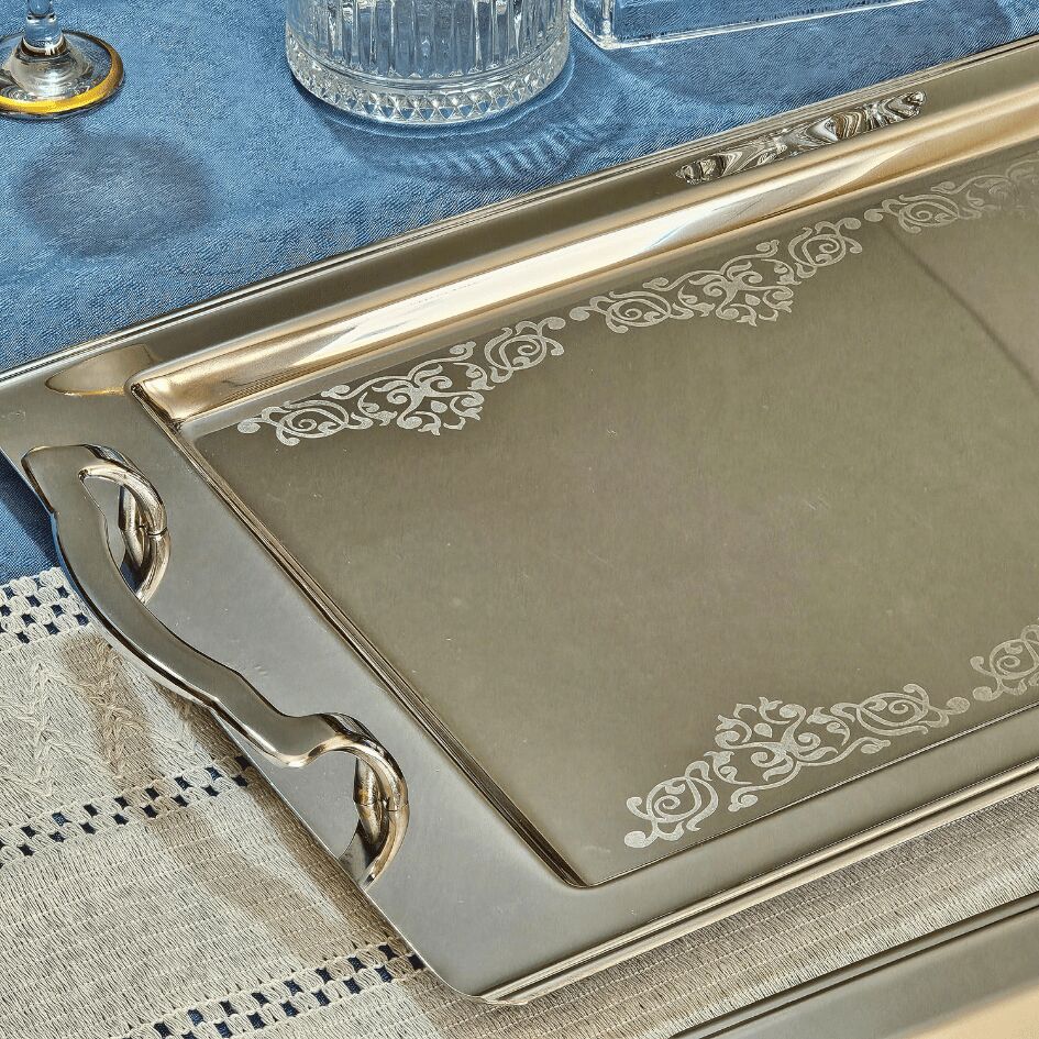 Sudedi Home Alize Saten Platin Set 1MM Paslanmaz Çelik 2li Tepsi 18/13