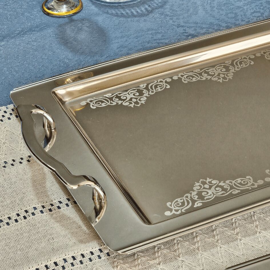 Sudedi Home Alize Saten Platin Set 1MM Paslanmaz Çelik 2li Tepsi 18/13
