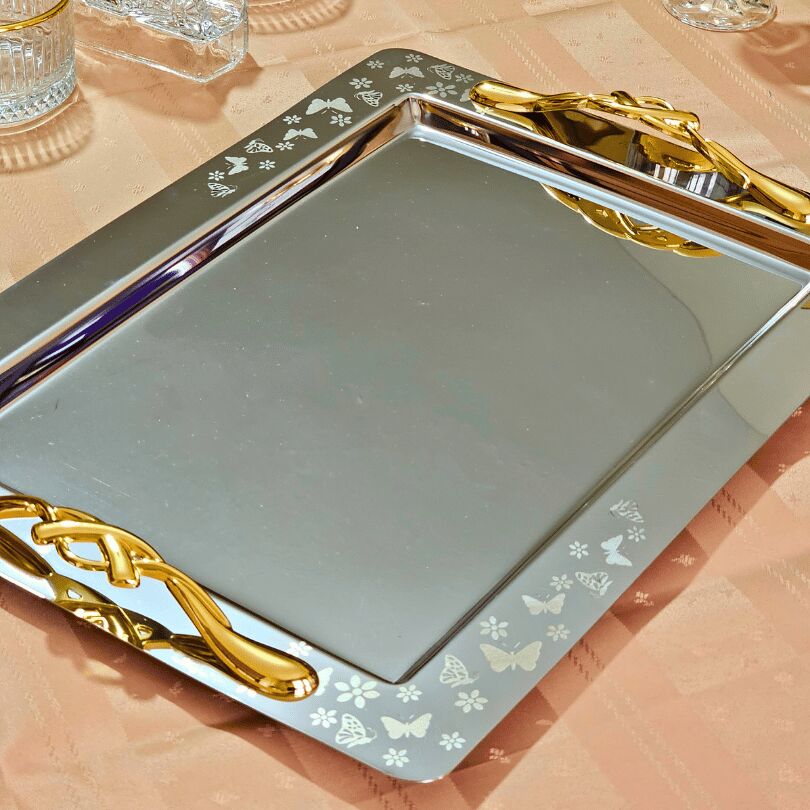 Kelebek Saten Gold Kulp Tekli 1MM Paslanmaz Çelik 18/15