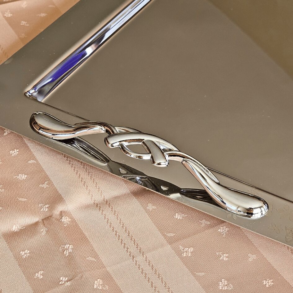 Kelebek Saten Platin Tekli 1MM Paslanmaz Çelik Tepsi 18/14