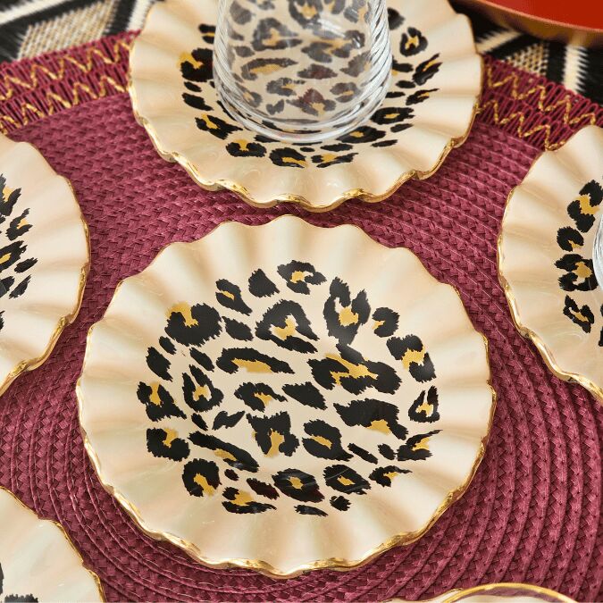 Glore Leopar Wavy Altın Yaldızlı Çay Bardağı Seti