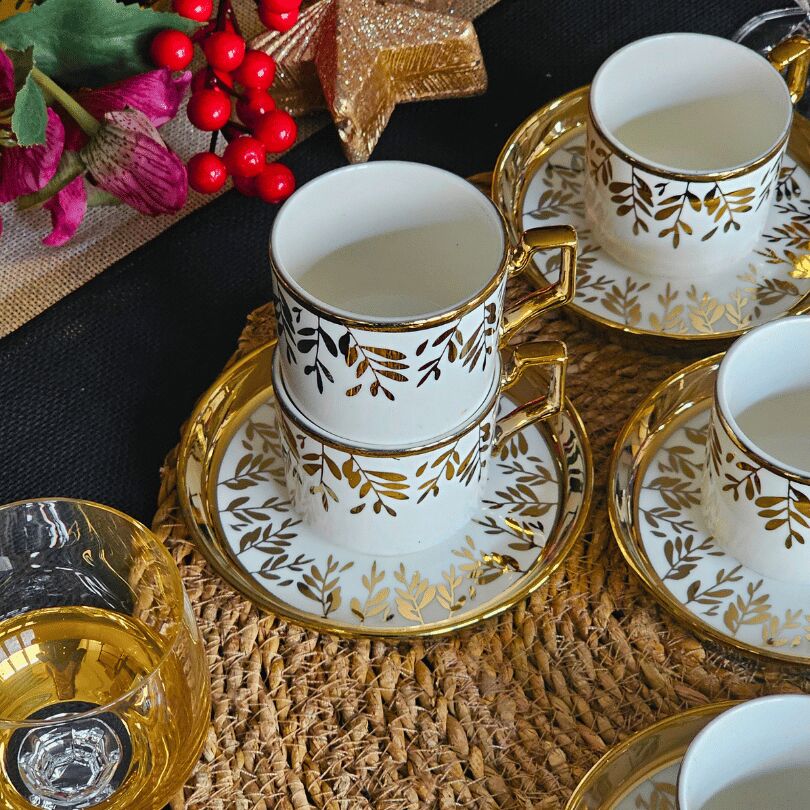 Art Works Beyaz Gold Desenli Fincan Takımı YX-230140
