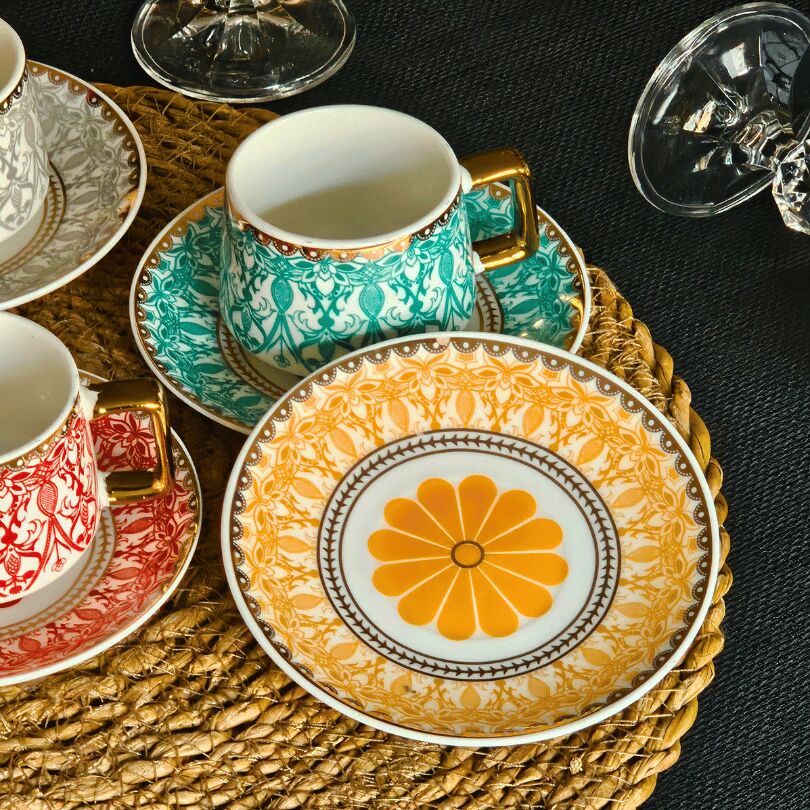 Art Works Renkli 6 Kişilik Porselen Fincan Takımı YX-230313