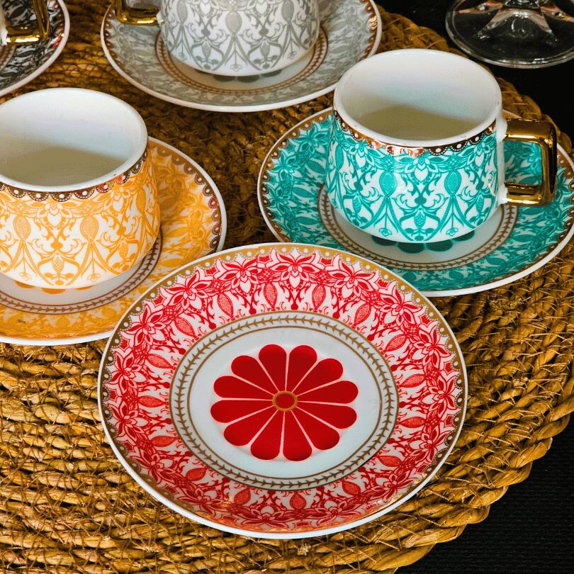 Art Works Renkli 6 Kişilik Porselen Fincan Takımı YX-230313