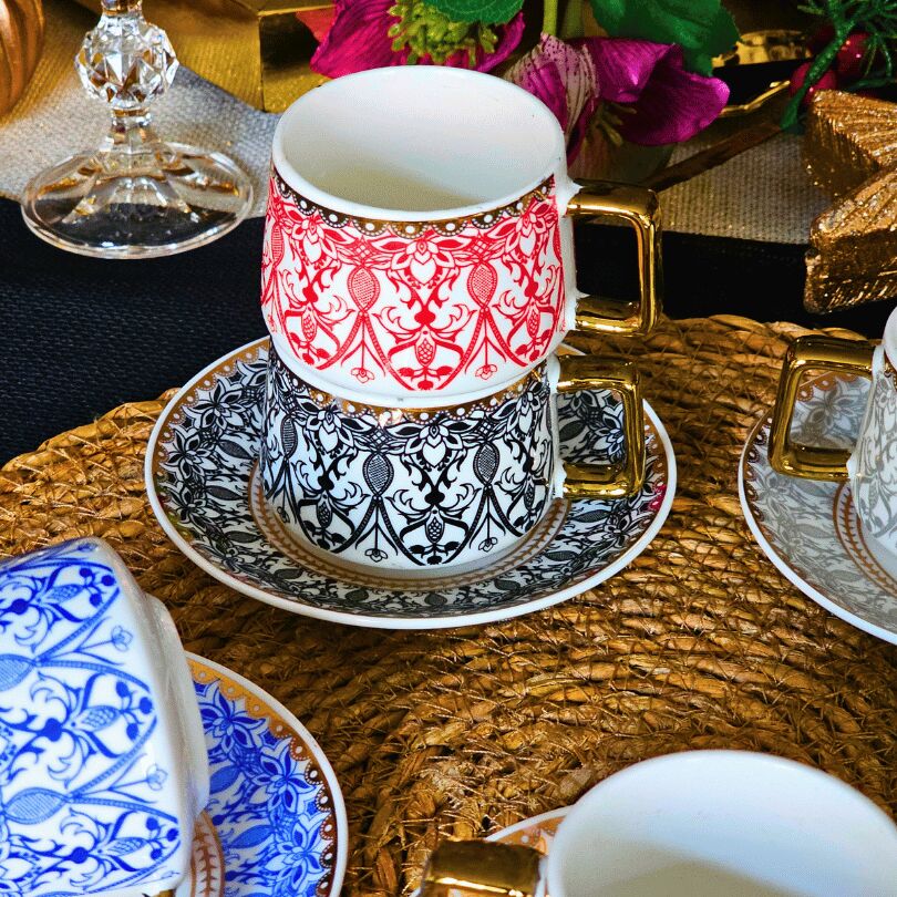 Art Works Renkli 6 Kişilik Porselen Fincan Takımı YX-230313
