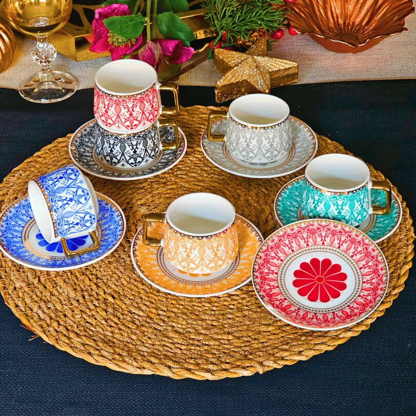 Art Works Renkli 6 Kişilik Porselen Fincan Takımı YX-230313