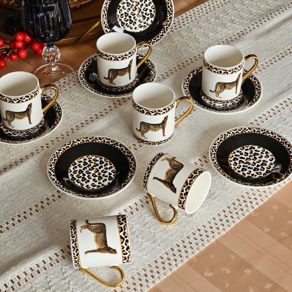 Leopar Desen 6 Kişilik Fincan Takımı YX-230134