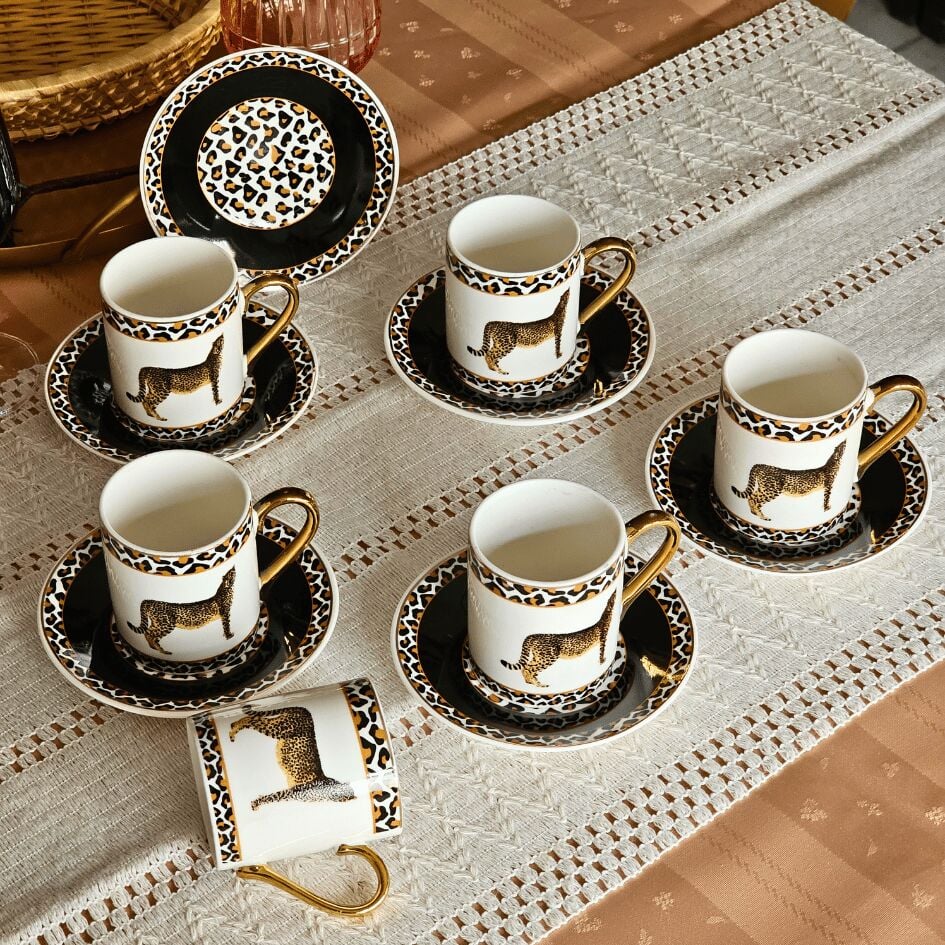 Leopar Desen 6 Kişilik Fincan Takımı YX-230134