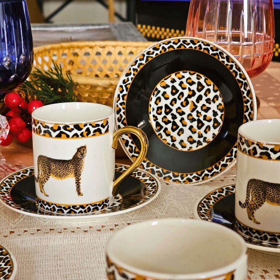 Leopar Desen 6 Kişilik Fincan Takımı YX-230134