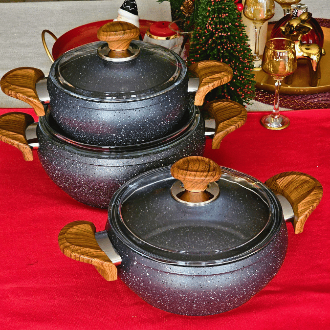 Granit 6 Parça Tencere Seti Ahşap Klup K-521.3