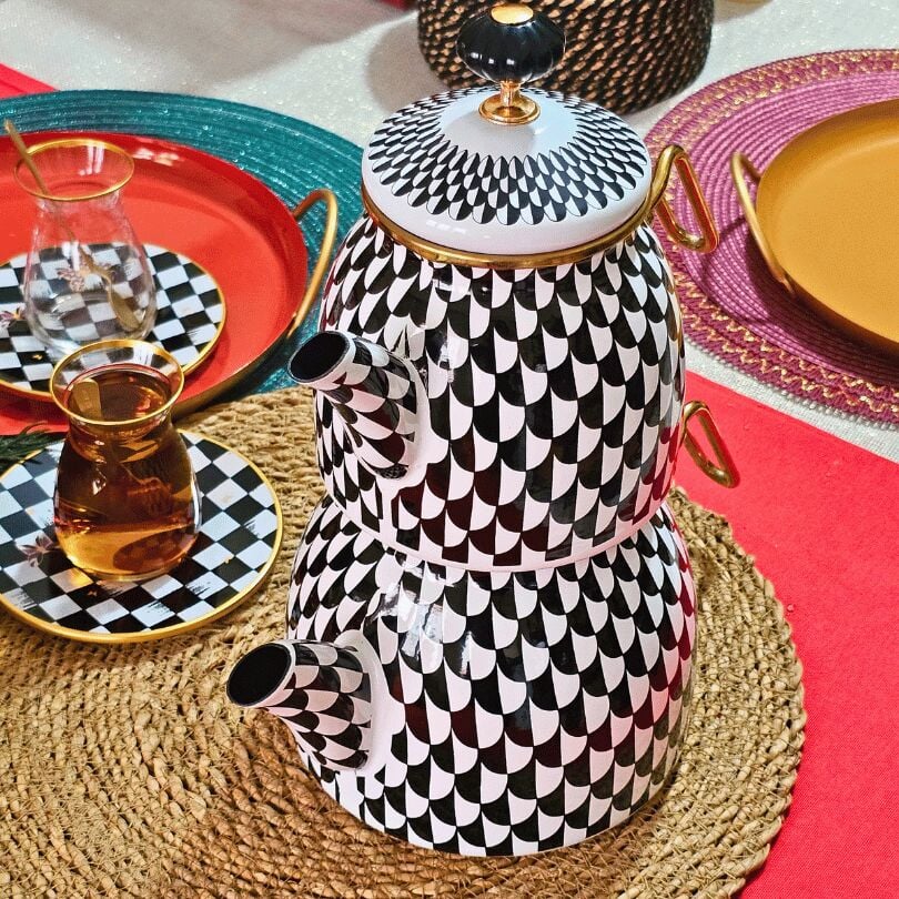 Glore Destina Emaye Çaydanlık Takımı