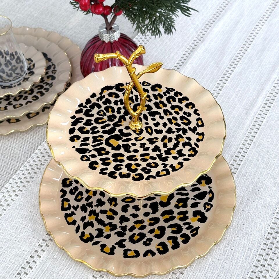 Glore Leopar Wavy Altın yaldızlı kurabiyelik