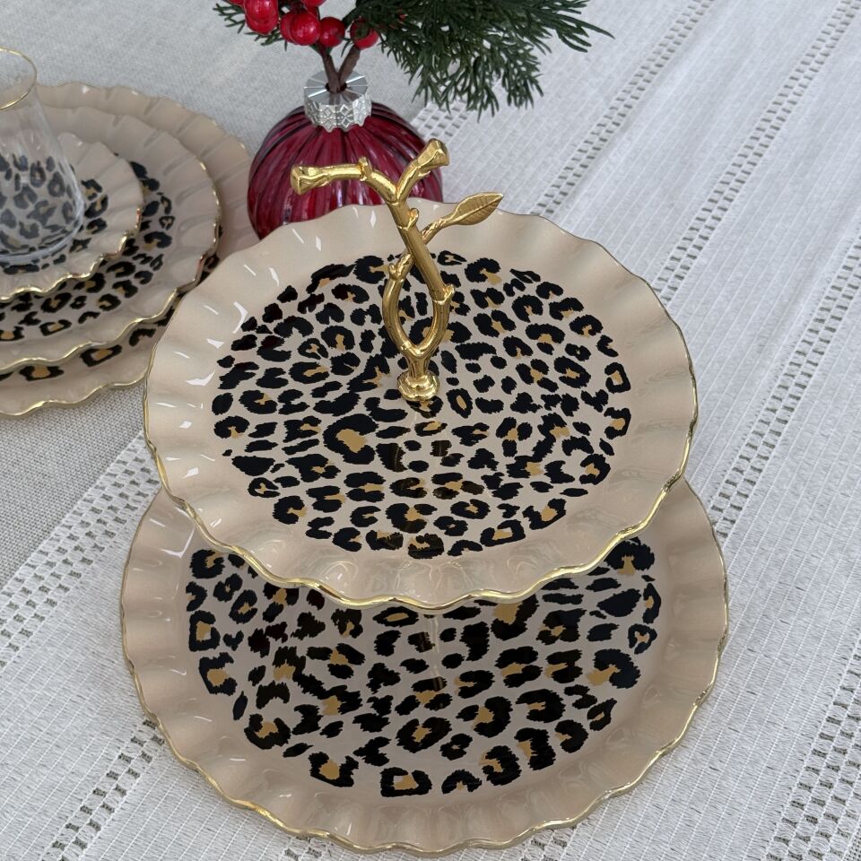 Glore Leopar Wavy Altın yaldızlı kurabiyelik
