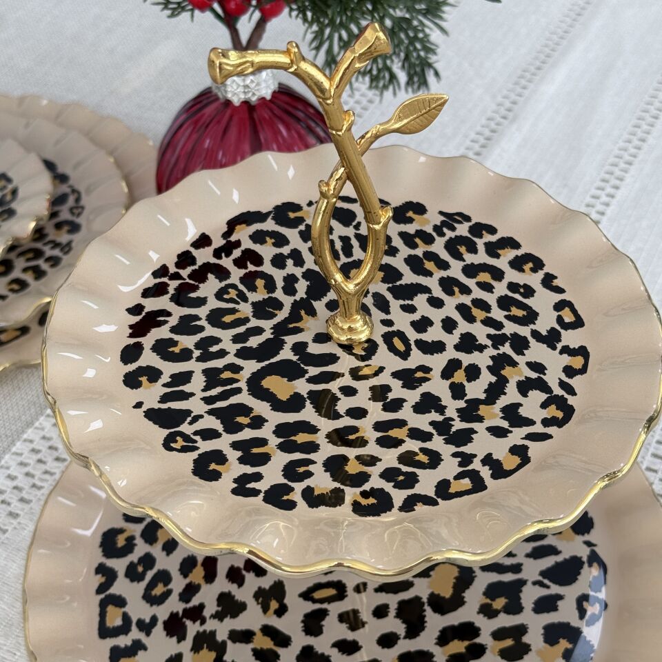 Glore Leopar Wavy Altın yaldızlı kurabiyelik