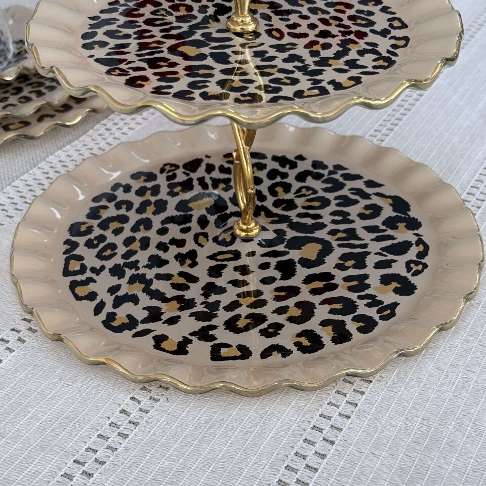 Glore Leopar Wavy Altın yaldızlı kurabiyelik