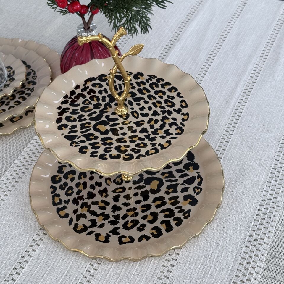 Glore Leopar Wavy Altın yaldızlı kurabiyelik