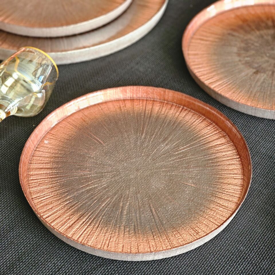Glassco Mürdüm Dik Kenar Kahverengi Cam Pasta Tabağı