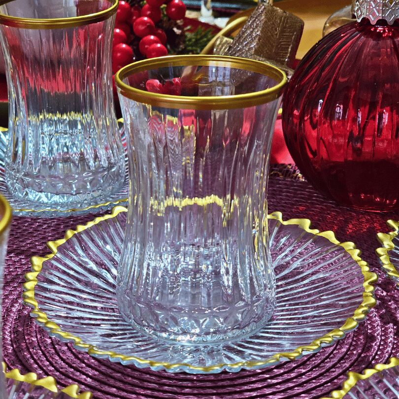 Paşabahçe Elysia Gold Detaylı Çay Bardağı Seti