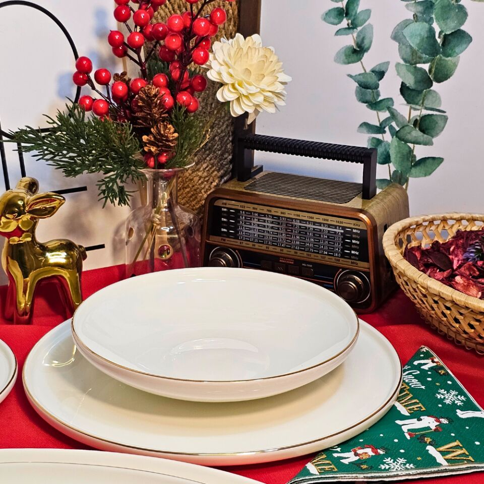 Gönül 26 Parça Bone Gold Porselen Yemek Takımı