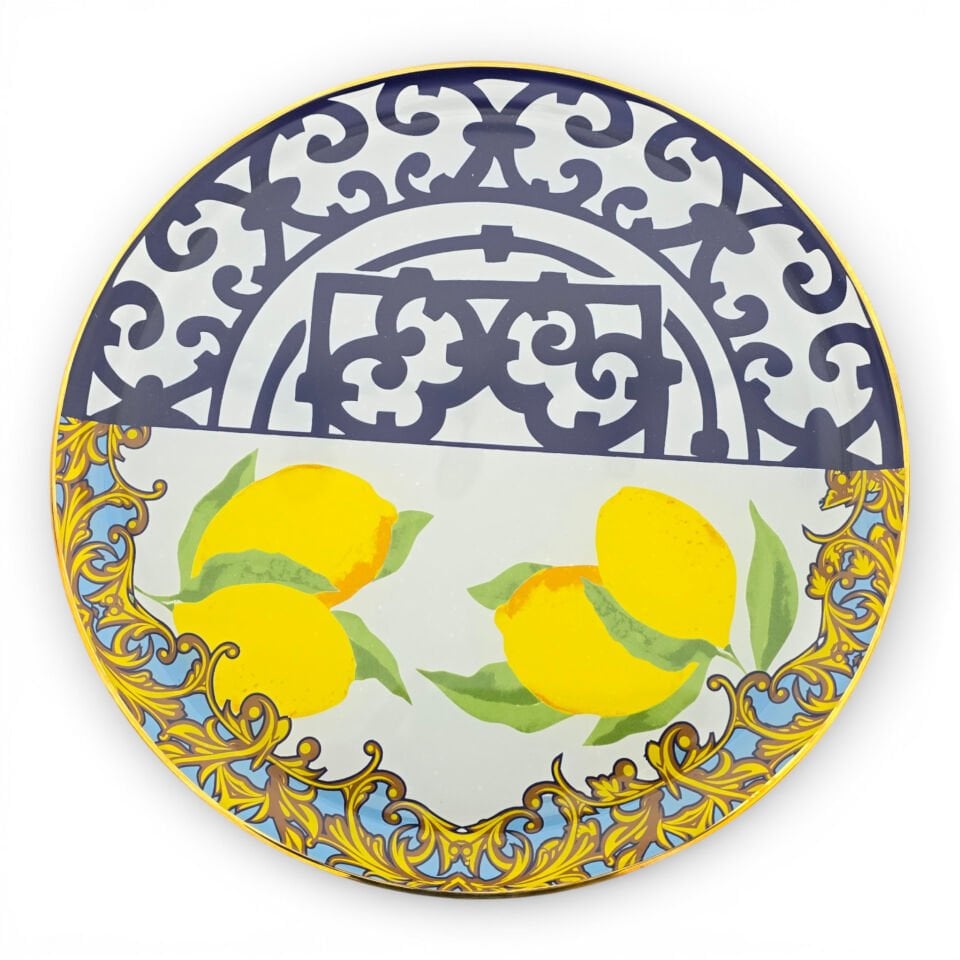 Sudedi Home 31 cm Altın Yaldızlı Cam Tepsi – Dekoratif & Servis Kullanımlı