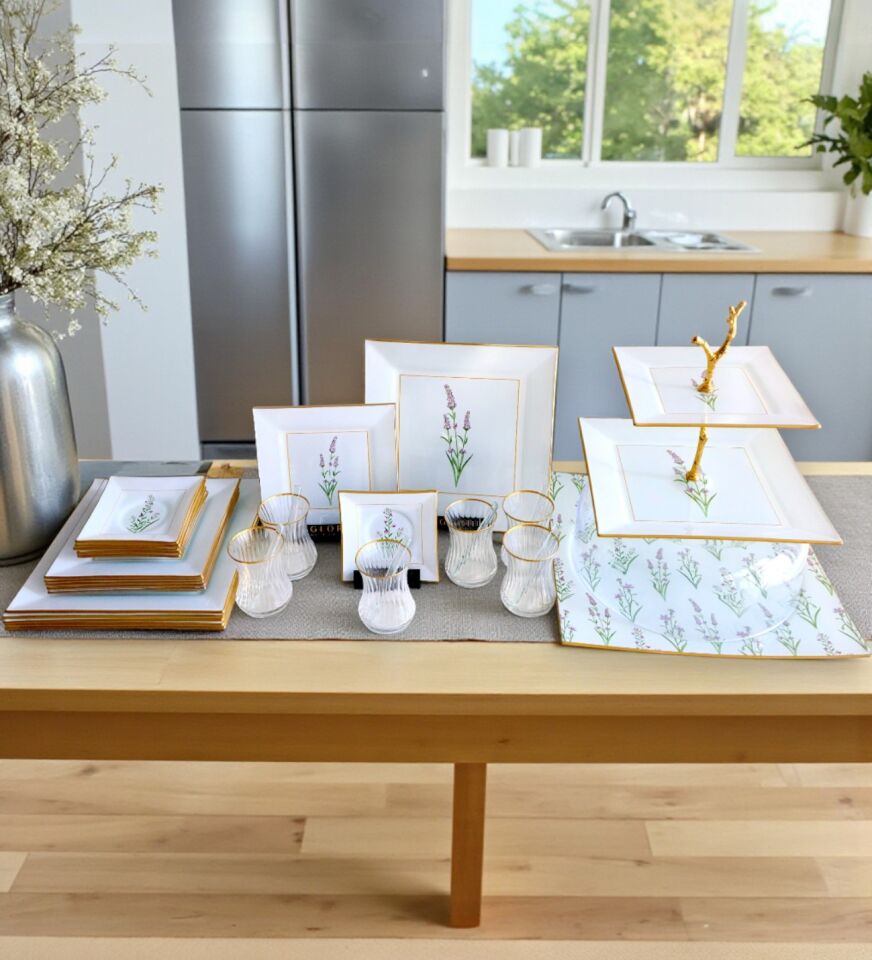 Sudedi Home Calabra Kare Opal 34 Parça Çay Pasta İkram Takımı