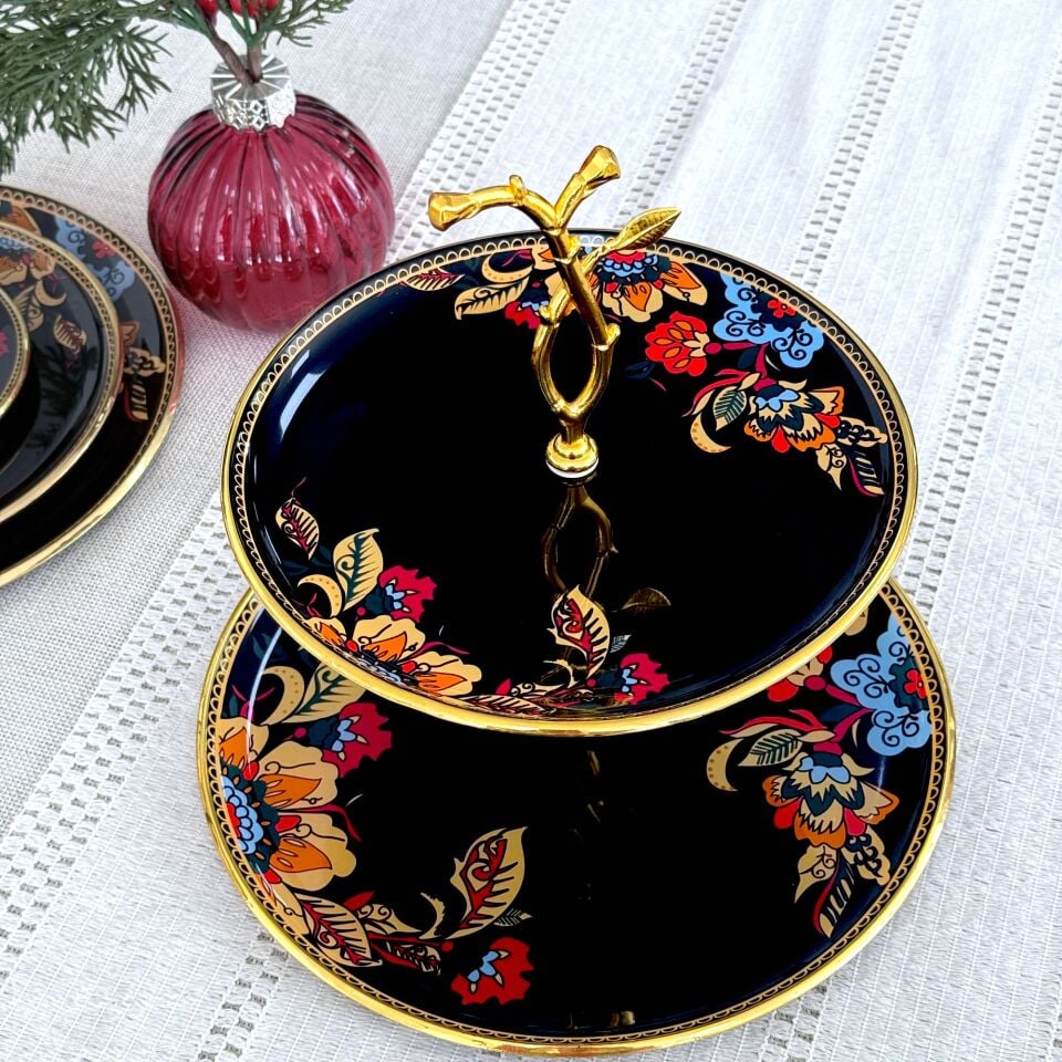 Glore Lorena Asorti Altın Yaldızlı Kurabiyelik (Siyah)