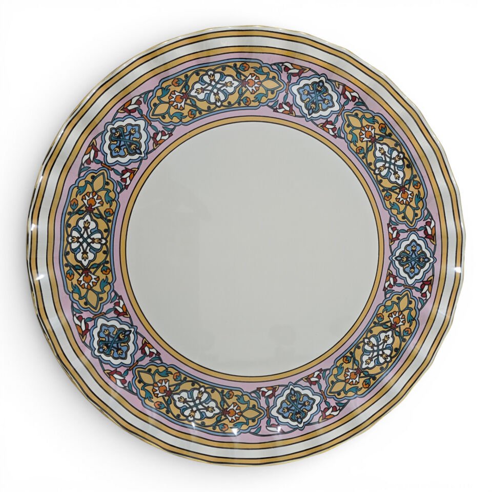 Sudedi Home Cam 26 cm Gerçek Altın Yaldızlı Servis Tabağı – 1 Kişilik