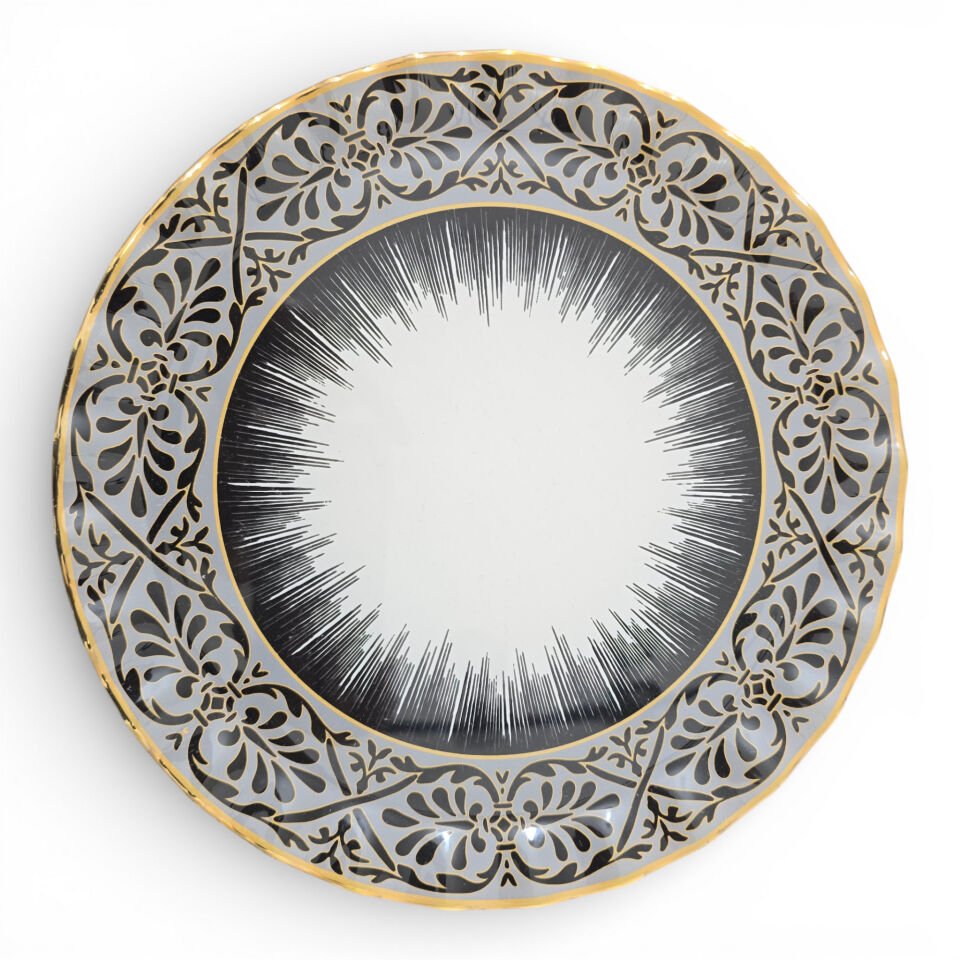 Sudedi Home 6’lı Cam Servis Tabağı Takımı 26 cm Gerçek Altın Yaldızlı