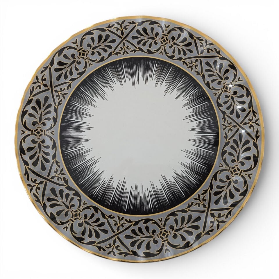 Sudedi Home 26 cm Cam Servis Tabağı Gerçek Altın Yaldızlı 1 Kişilik