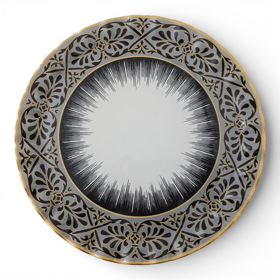 Sudedi Home 26 cm Cam Servis Tabağı Gerçek Altın Yaldızlı 4 Kişilik