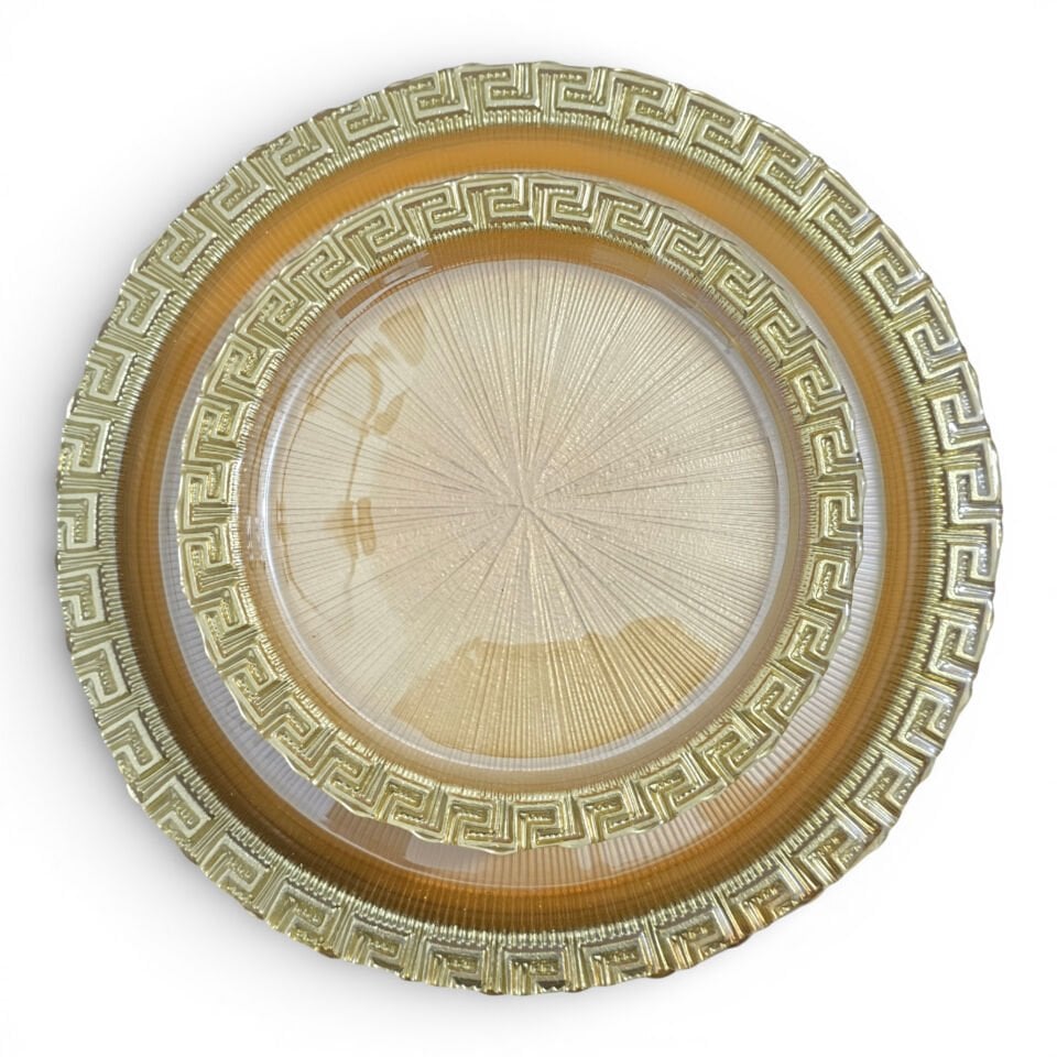 Sudedi Home Gold Detaylı Cam Pasta Tabağı ve Sunum Tepsisi Seti 7 Parça