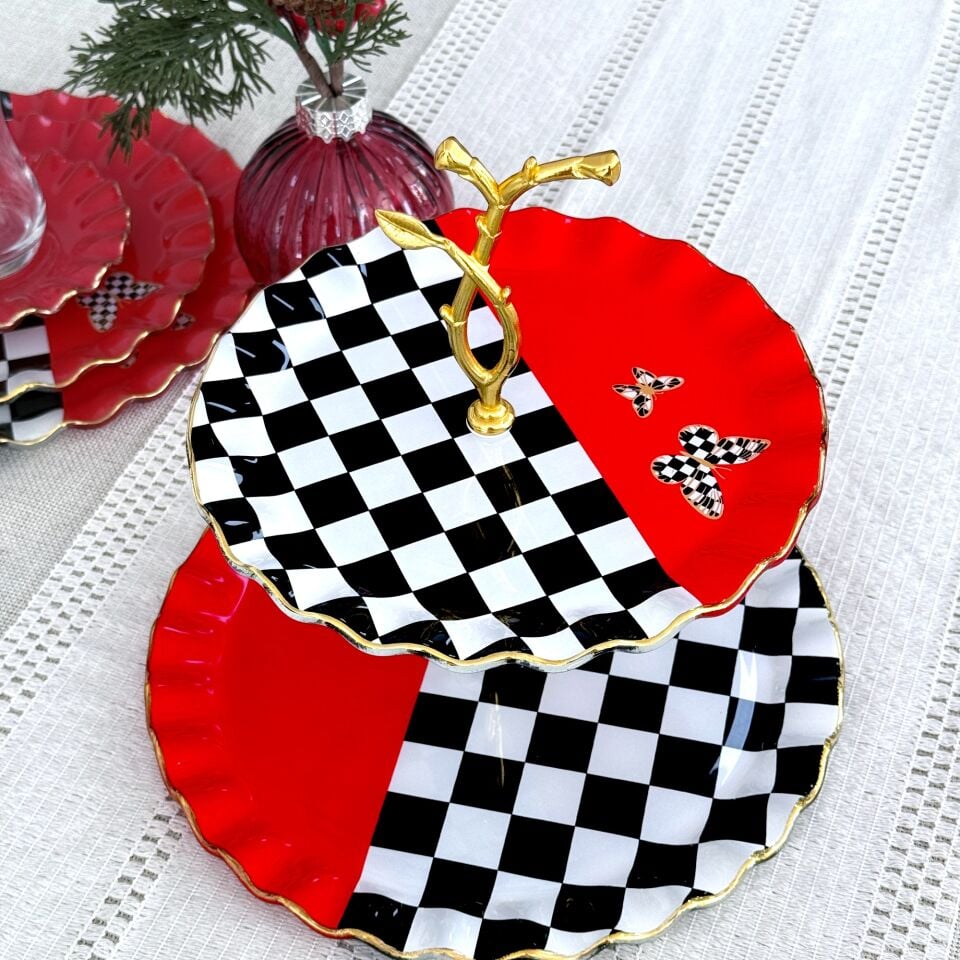 Glore Audra Altın Yaldızlı Cam Kurabiyelik