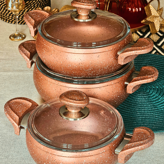 Granit 6 Parça Tencere Seti Ahşap Klup