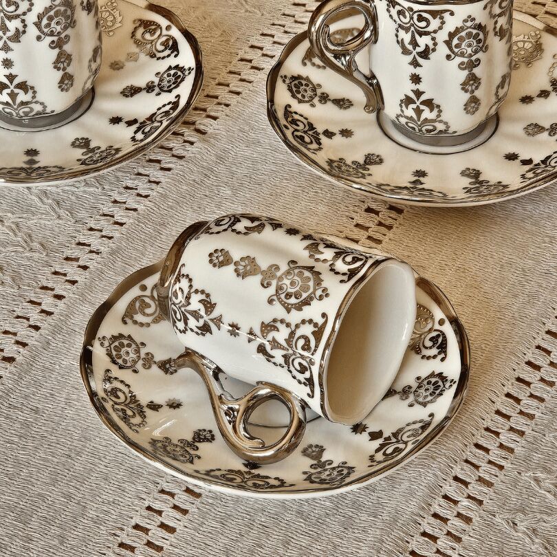 Aries Gümüş 6 Kişilik Kahve Fincanı Takımı - 90 ml