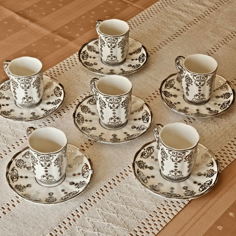 Aries Gümüş 6 Kişilik Kahve Fincanı Takımı - 90 ml