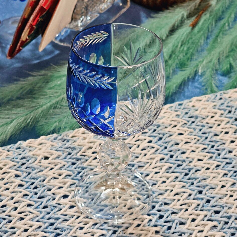 Hybrid Çift Desen Mavi 1 Adet Bardak Kadeh