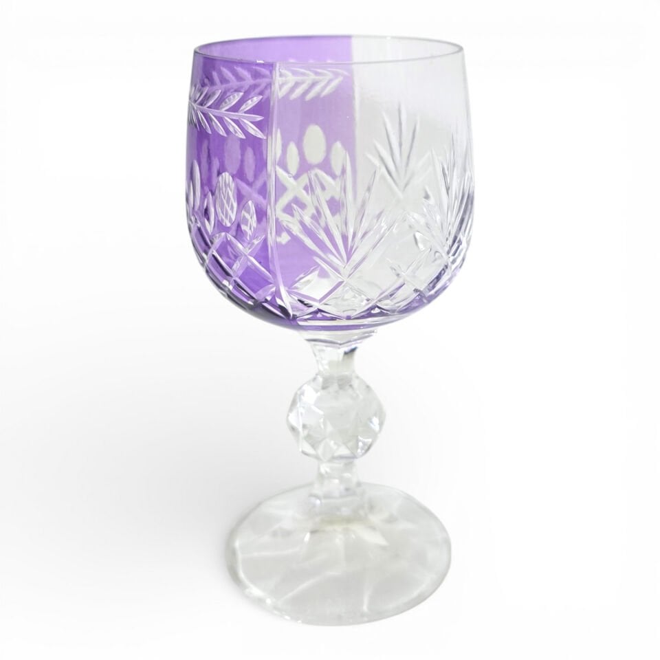 Sudedi Home Mor – Şeffaf Çift Renk Kristal Ayaklı Sunum Bardağı